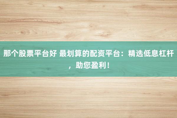那个股票平台好 最划算的配资平台：精选低息杠杆，助您盈利！