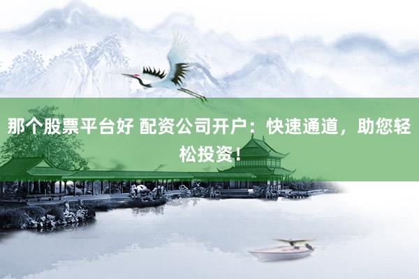 那个股票平台好 配资公司开户：快速通道，助您轻松投资！