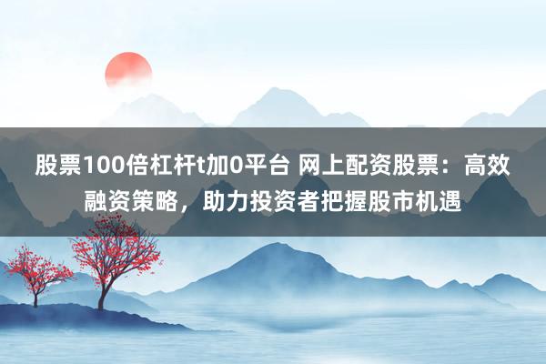 股票100倍杠杆t加0平台 网上配资股票：高效融资策略，助力投资者把握股市机遇