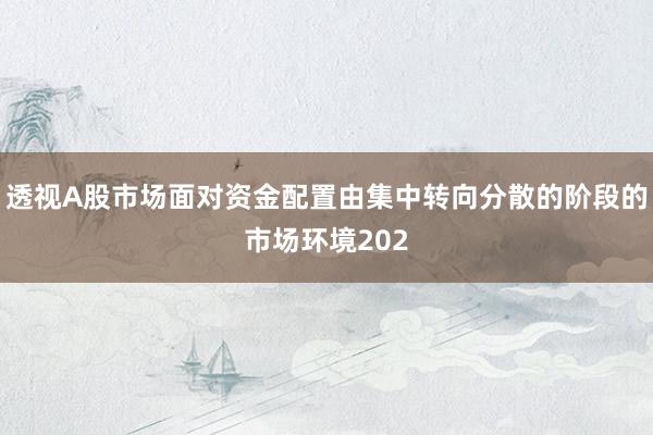 透视A股市场面对资金配置由集中转向分散的阶段的市场环境202