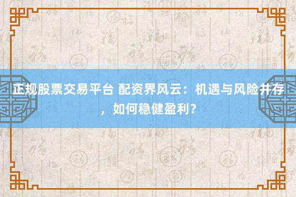 正规股票交易平台 配资界风云：机遇与风险并存，如何稳健盈利？